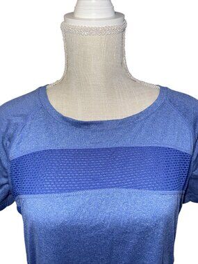 Reebok Womens Blue Athletic Mesh Short Sleeve Top Size L